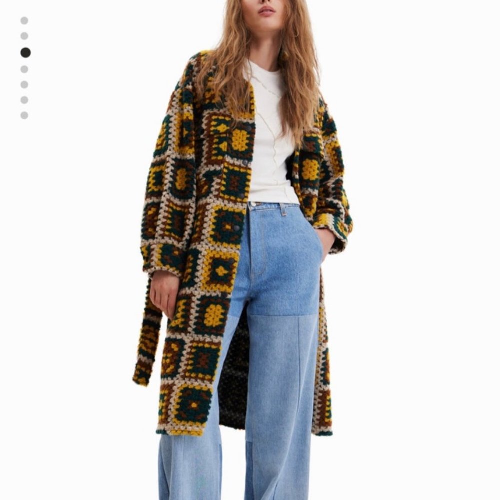 [Nwt] Vintage Unique Crochet-Effect Patchwork Lon… - image 1